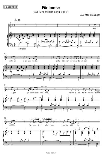 Ноты, аккорды Max Giesinger, LEA - Für immer (aus 'Sing meinen Song, Vol. 7')
