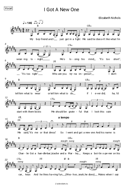 Ноты, аккорды Elizabeth Nichols - I Got A New One
