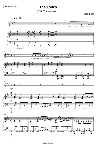 Ноты, аккорды Stan Bush - The Touch (OST Transformers)