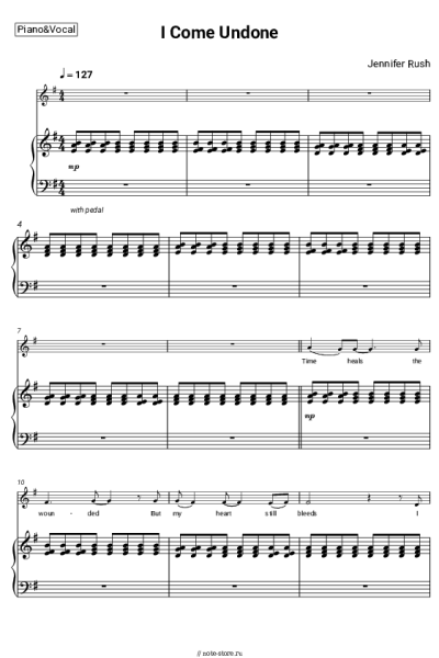 Ноты, аккорды Jennifer Rush - I Come Undone