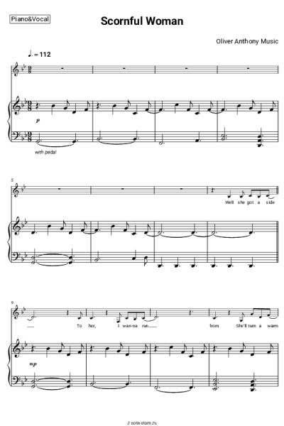 Ноты, аккорды Oliver Anthony Music - Scornful Woman