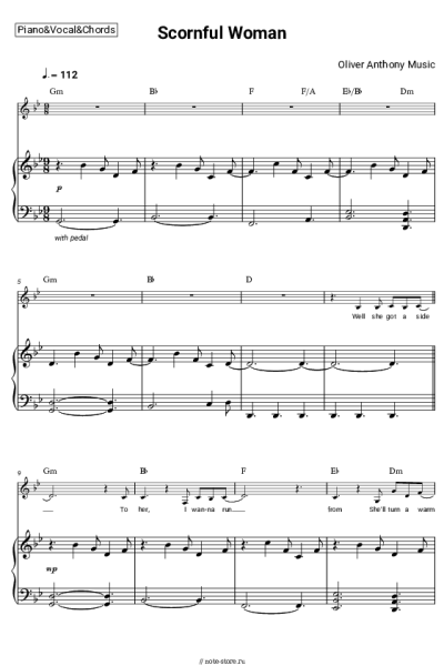 Ноты, аккорды Oliver Anthony Music - Scornful Woman