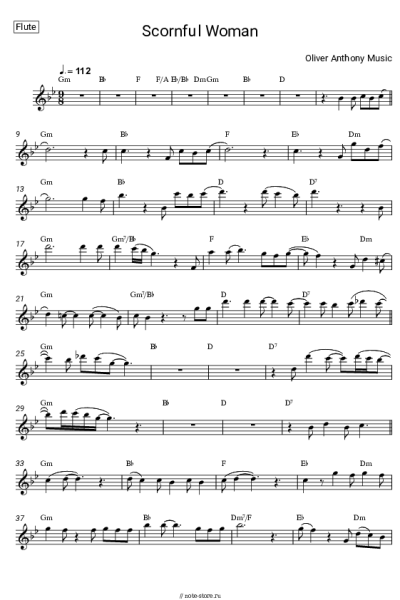 Ноты, аккорды Oliver Anthony Music - Scornful Woman