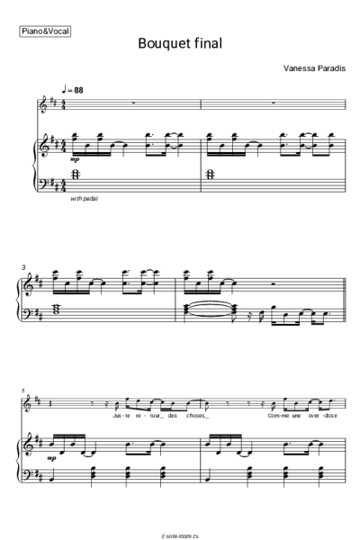 Ноты, аккорды Vanessa Paradis - Bouquet final