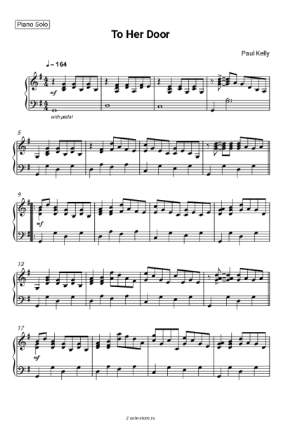 Ноты, аккорды Paul Kelly - To Her Door
