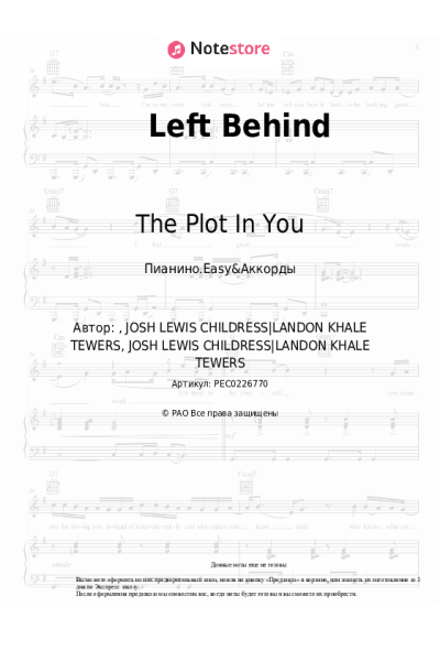 Ноты, аккорды The Plot In You - Left Behind