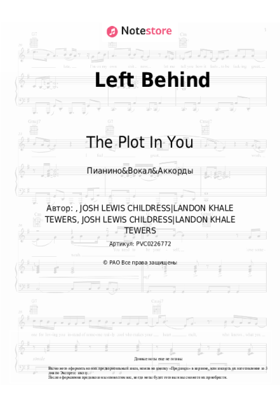 Ноты, аккорды The Plot In You - Left Behind