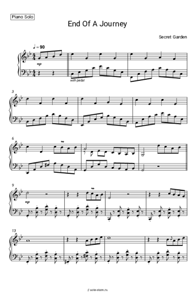 Ноты, аккорды Secret Garden - End Of A Journey