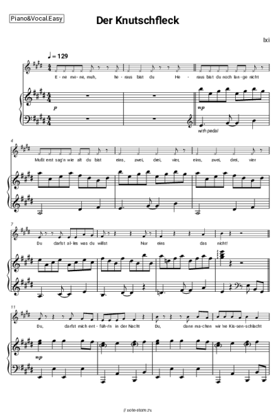 Ноты, аккорды Ixi - Der Knutschfleck