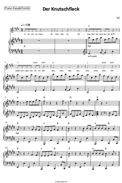 Ноты, аккорды Ixi - Der Knutschfleck