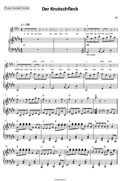 Ноты, аккорды Ixi - Der Knutschfleck