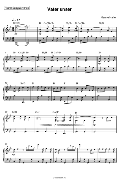 Ноты, аккорды Hanne Haller - Vater unser