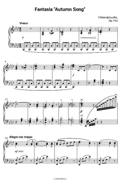 Ноты, аккорды Феликс Мендельсон - Осенняя песня