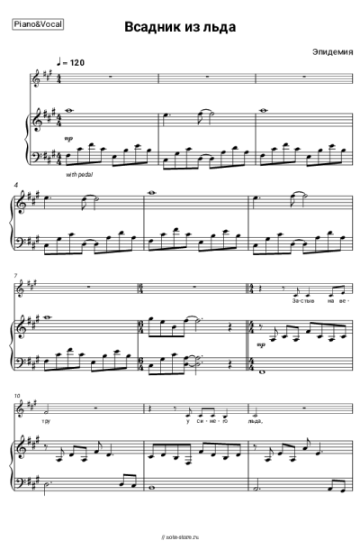 Ноты, аккорды Эпидемия - Всадник из льда