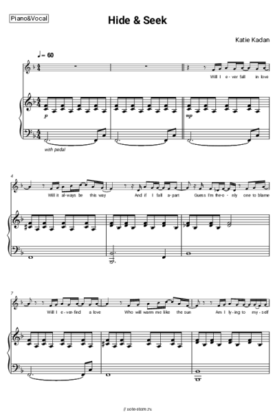 Ноты, аккорды Katie Kadan - Hide & Seek