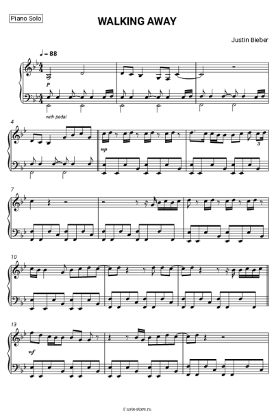 Ноты, аккорды Justin Bieber - WALKING AWAY
