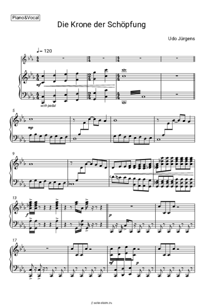 Ноты, аккорды Udo Jürgens - Die Krone der Schöpfung