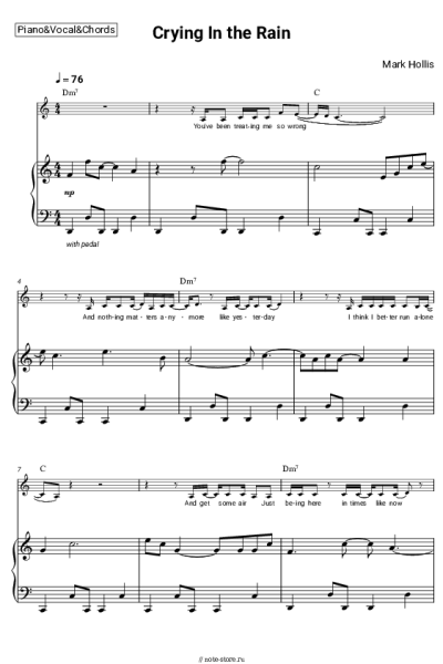 Ноты, аккорды Mark Hollis - Crying In the Rain