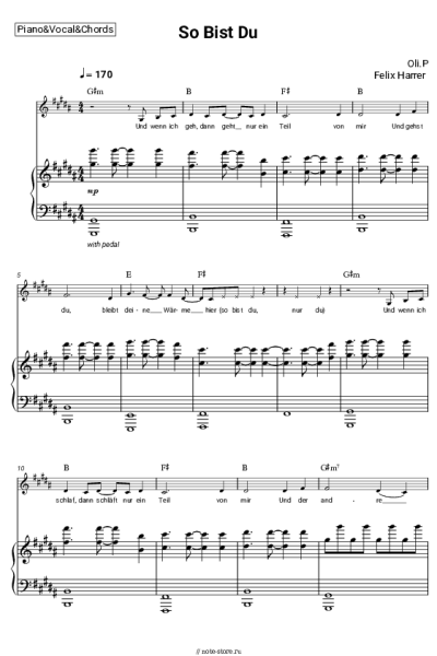Ноты, аккорды Oli.P, Felix Harrer - So Bist Du