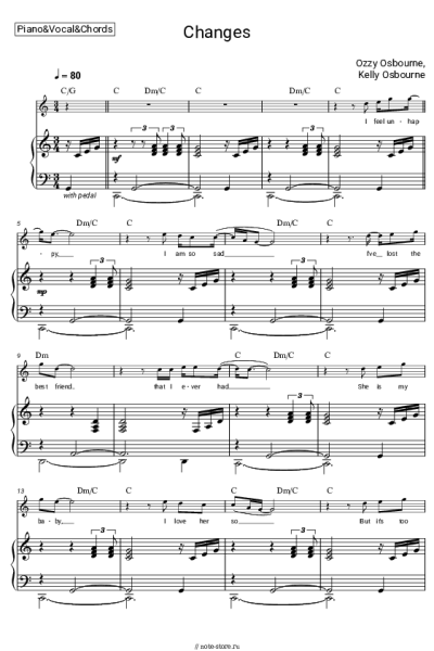 Ноты, аккорды Ozzy Osbourne, Kelly Osbourne - Changes