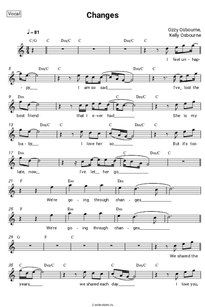 Ноты, аккорды Ozzy Osbourne, Kelly Osbourne - Changes