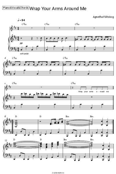 Ноты, аккорды Agnetha Fältskog - Wrap Your Arms Around Me