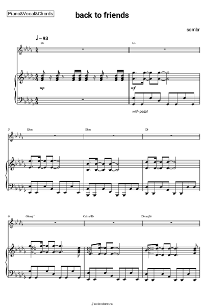 Ноты, аккорды sombr - back to friends