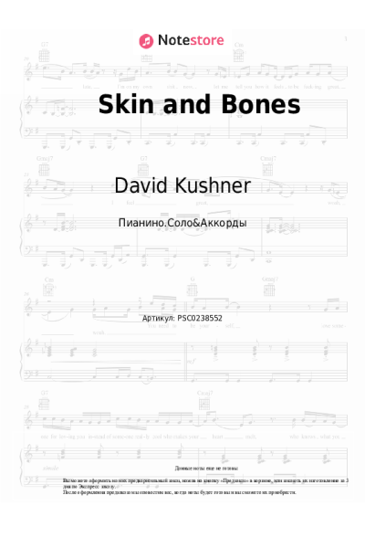 Ноты, аккорды David Kushner - Skin and Bones