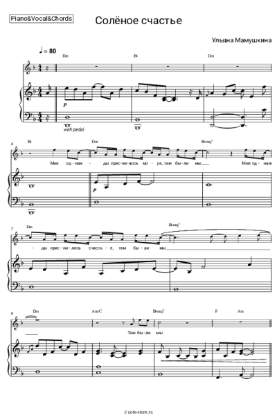 Ноты, аккорды Ульяна Мамушкина - солёное счастье