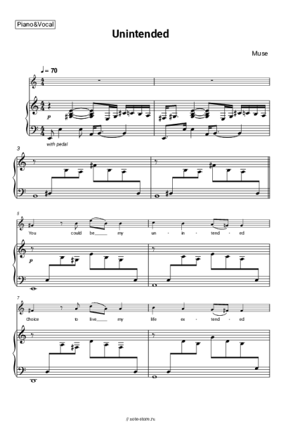 Ноты, аккорды Muse - Unintended
