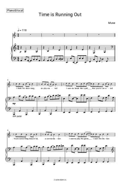 Ноты, аккорды Muse - Time Is Running Out