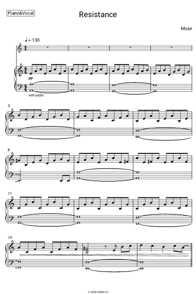 Ноты, аккорды Muse - Resistance