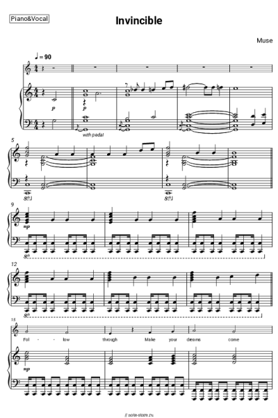 Ноты, аккорды Muse - Invincible