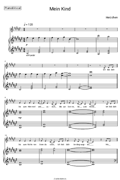Ноты, аккорды Herzchen - Mein Kind
