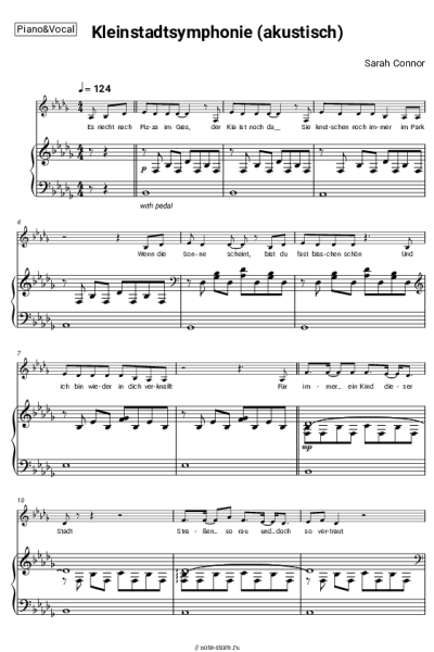 Ноты, аккорды Sarah Connor - Kleinstadtsymphonie (akustisch)
