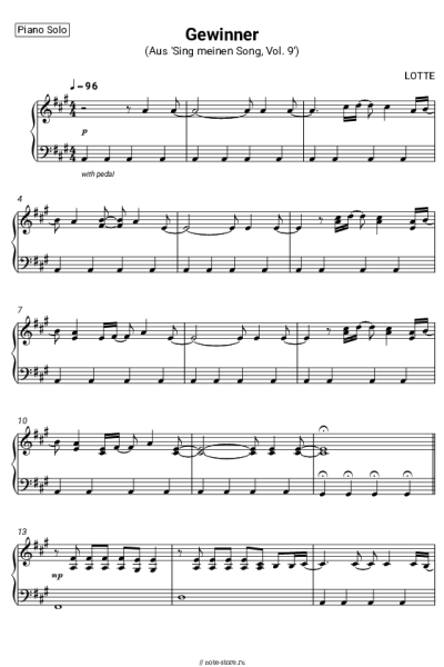 Ноты, аккорды LOTTE - Gewinner (Aus 'Sing meinen Song, Vol. 9')