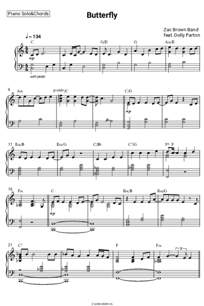 Ноты, аккорды Zac Brown Band, Dolly Parton - Butterfly