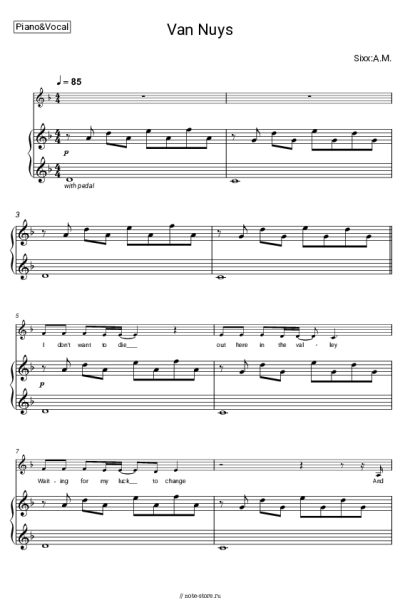 Ноты, аккорды Sixx:A.M. - Van Nuys
