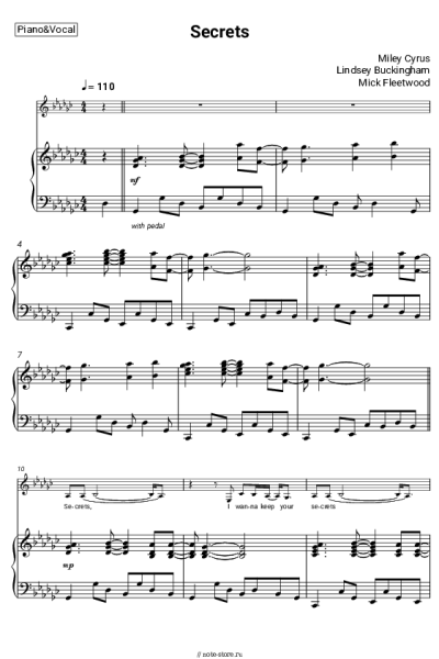 Ноты, аккорды Miley Cyrus, Lindsey Buckingham, Mick Fleetwood - Secrets