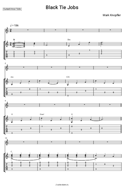 Ноты, аккорды Mark Knopfler - Black Tie Jobs