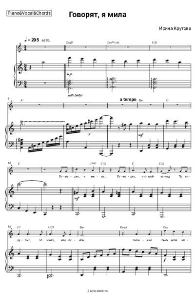 Ноты, аккорды Ирина Крутова - Говорят, я мила