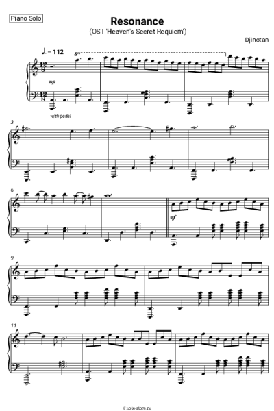 Ноты, аккорды Djinotan - Resonance (OST 'Heaven's Secret Requiem')