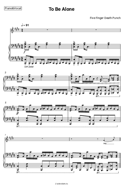 Ноты, аккорды Five Finger Death Punch - To Be Alone