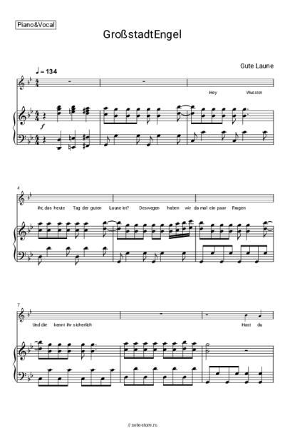 Ноты, аккорды GroßstadtEngel - Gute Laune