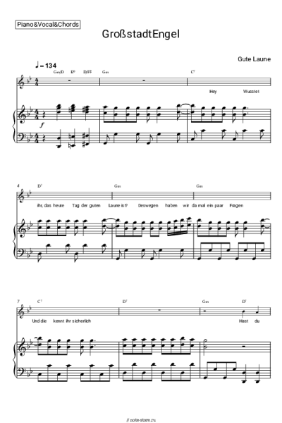 Ноты, аккорды GroßstadtEngel - Gute Laune