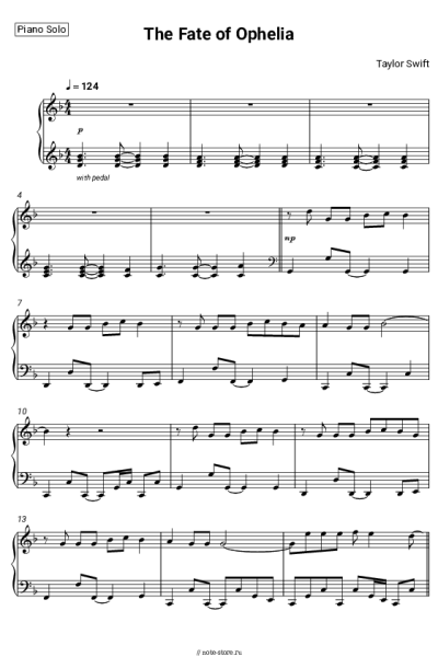 Ноты, аккорды Taylor Swift - The Fate of Ophelia