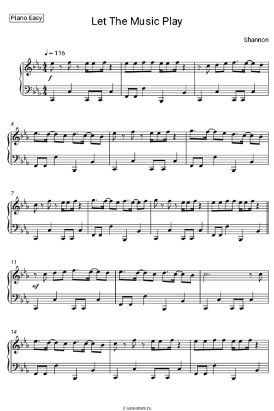 Ноты, аккорды Shannon - Let the Music Play