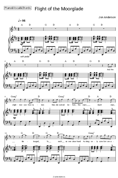 Ноты, аккорды Jon Anderson - Flight of the Moorglade