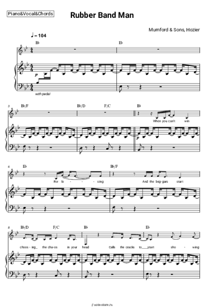 Ноты, аккорды Hozier, Mumford & Sons - Rubber Band Man