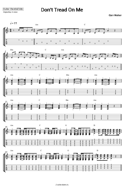 Ноты, аккорды Cain Walker - Don't Tread On Me